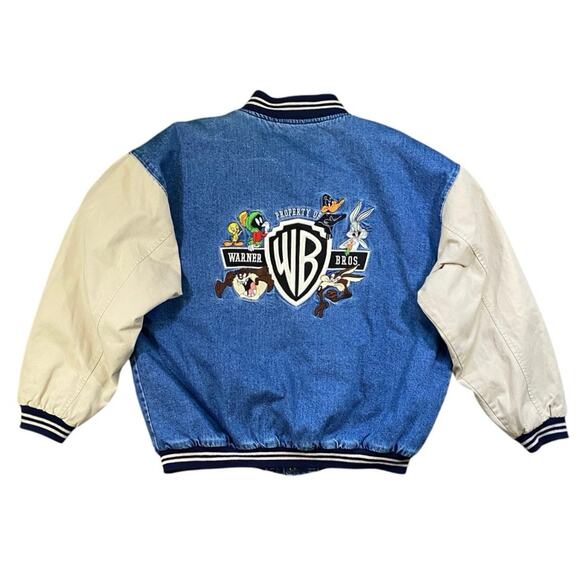Vintage 90s Looney Tunes x Warner Bros. denim Varsity Jacket - M